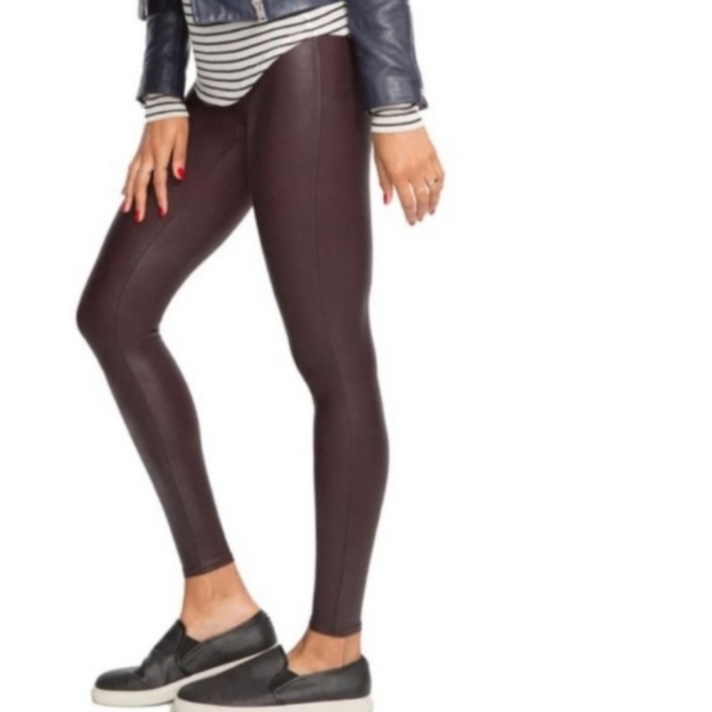 Spanx Faux Leather leggings 2X wine burgundy